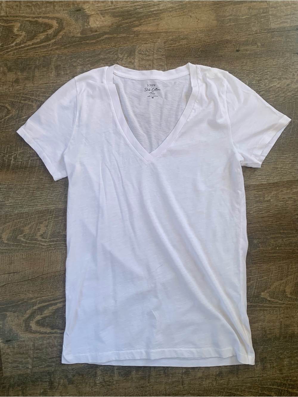 J. Crew Slub White V-Neck Short Sleeve Tee
